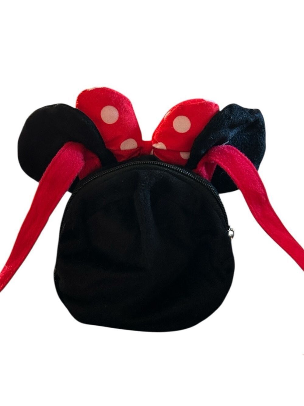 Disney Minnie Mouse Red and Black Plush Purse Shoulder Bag with 3-D Head Zip - Picture 2 of 10